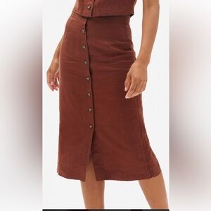 Everlane size 0 button front linen Pencil Skirt